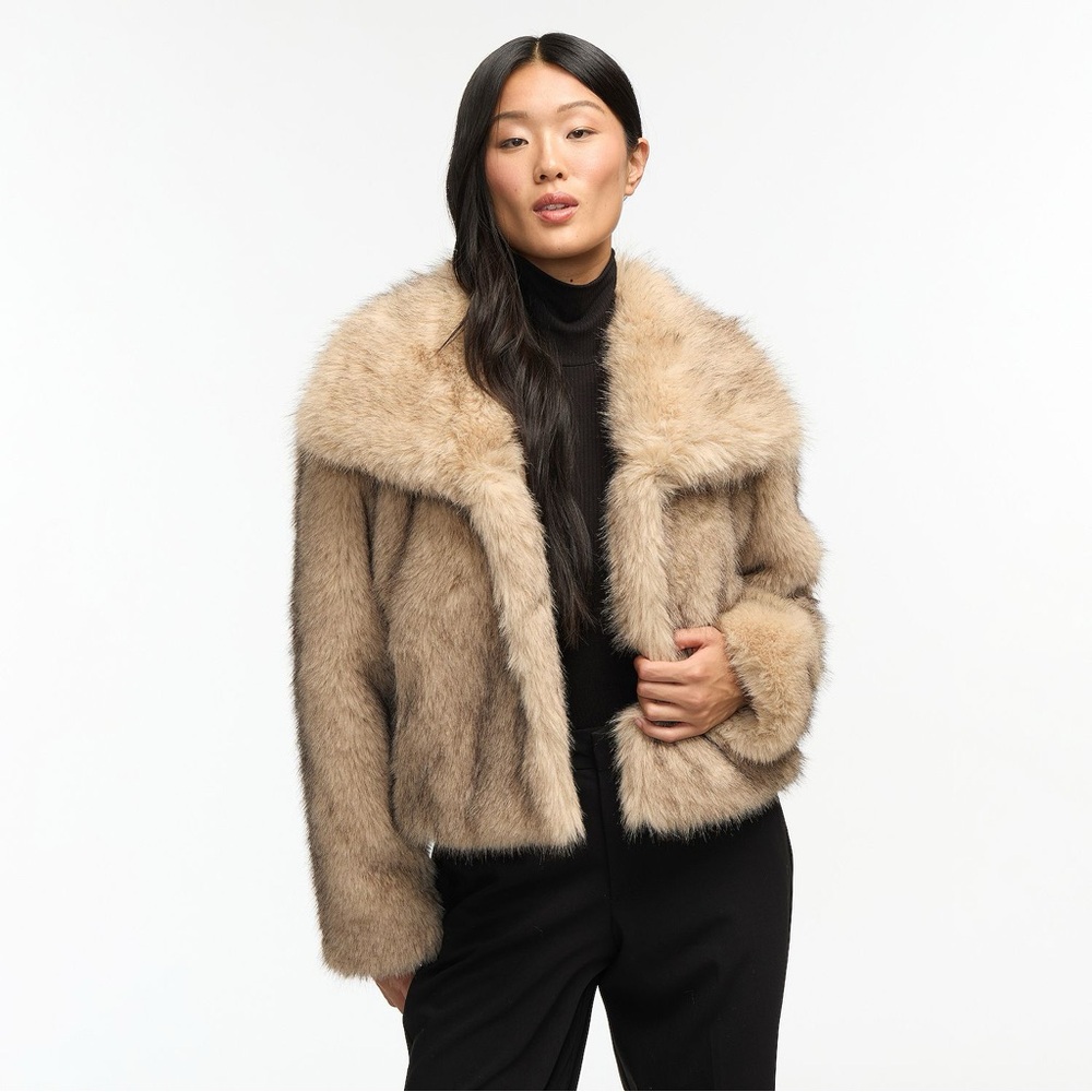 NVLT Tan Teddy Jacket Plush Faux Fur